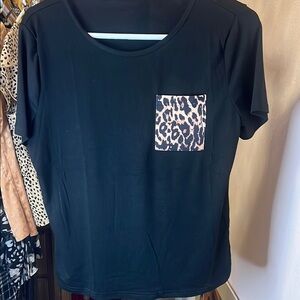 Black Leopard Pocket Women's Top